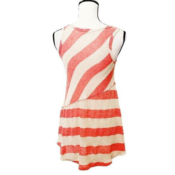Blu Pepper Orange & Beige Sleeveless Scoop Neck Striped Tunic Sweater Size Small - Picture 2 of 7